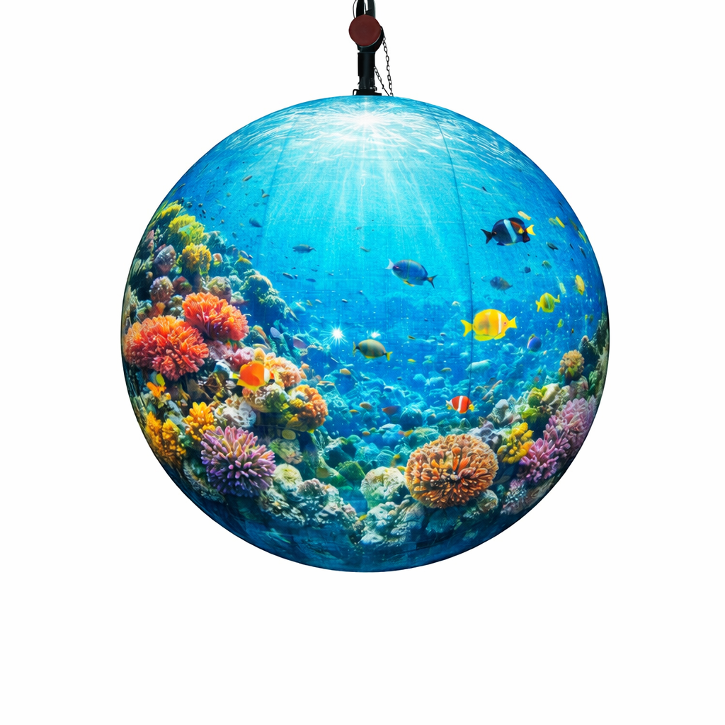 MI-100 Dia. 100cm (3.3ft) Indoor LED Ball Display | P1.25 / P1.53 / P1.86 / P2 / P2.5 | 360° Ball Screen for Museums, Exhibits & Commercial Spaces