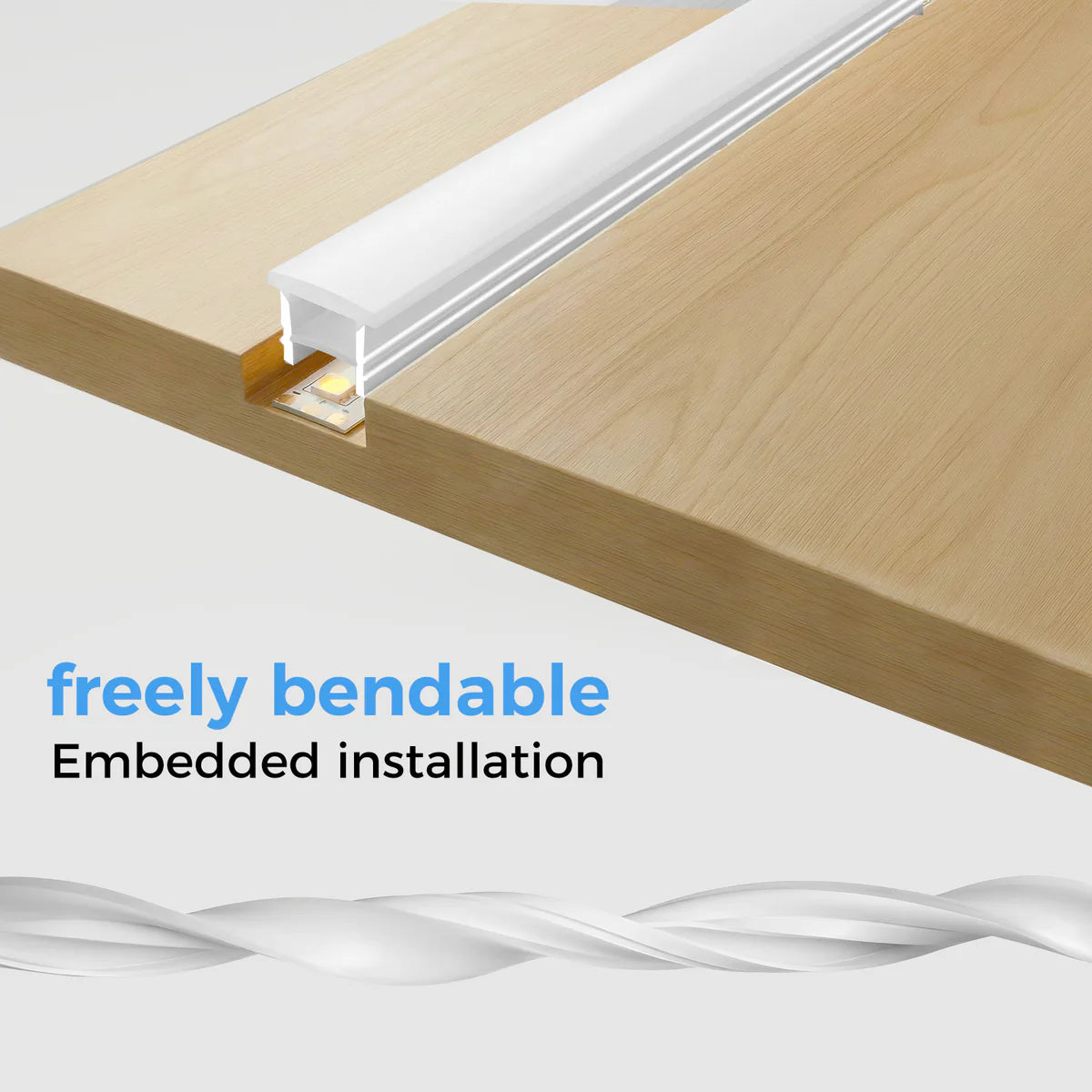 LQ Series S1212 Quick Install LED Neon Profile | Slim White Edge Cover | 12×12mm Top Emitting silicone neon profile | Max Strip Width ≤8mm | Ceiling Cove Lighting | 5M/500M