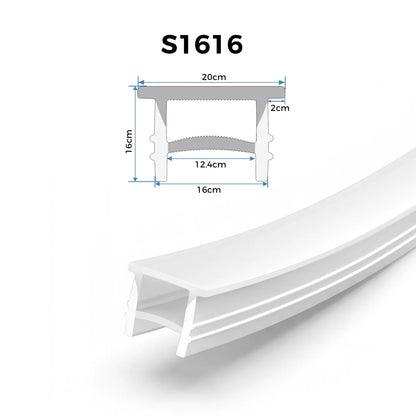 LQ Series S1616 Quick Install LED Neon Profile | Flat-Top Diffuser | 16×16mm Top Emitting flexible led neon profile | Max Strip Width ≤12mm | Cove Retail Lighting | 5M/500M