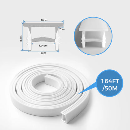 LQ Series S1616 Quick Install LED Neon Profile | Flat-Top Diffuser | 16×16mm Top Emitting flexible led neon profile | Max Strip Width ≤12mm | Cove Retail Lighting | 5M/500M