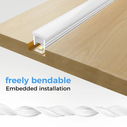 LQ Series S1616 Quick Install LED Neon Profile | Flat-Top Diffuser | 16×16mm Top Emitting flexible led neon profile | Max Strip Width ≤12mm | Cove Retail Lighting | 5M/500M