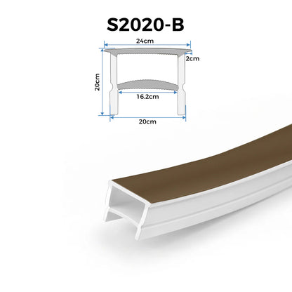 LQ Series S2020-B Quick Install LED Neon Profile | Double-Chamber Diffuser With-Edge Structure | 20×20mm Top Emitting flexible led neon profile | Max Strip Width ≤16mm | Commercial Storefront Lighting | 5M/500M