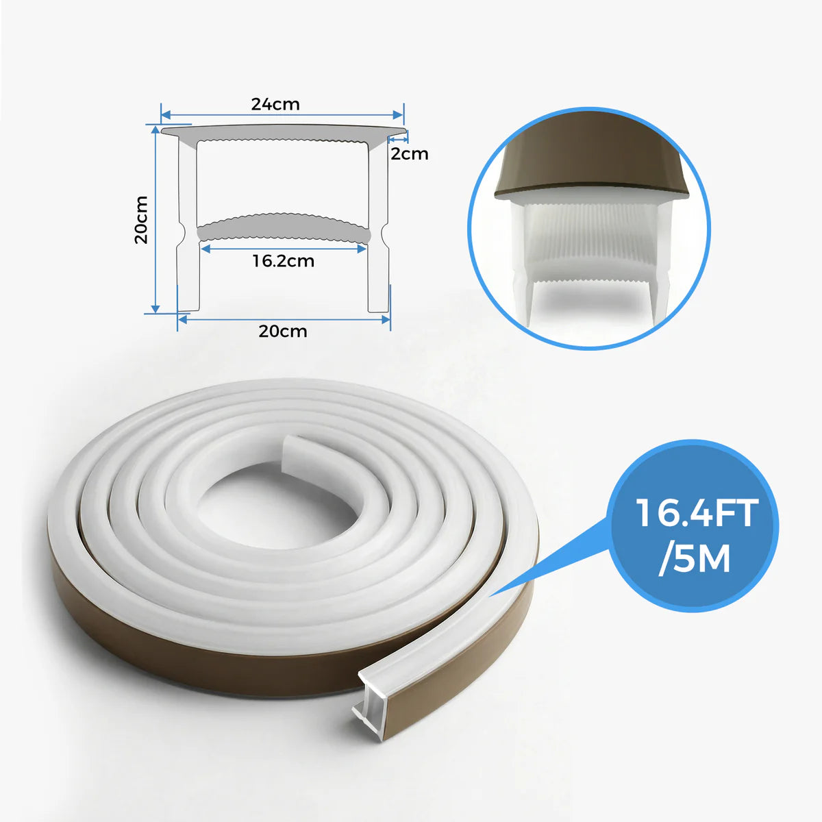 LQ Series S2020-B Quick Install LED Neon Profile | Double-Chamber Diffuser With-Edge Structure | 20×20mm Top Emitting flexible led neon profile | Max Strip Width ≤16mm | Commercial Storefront Lighting | 5M/500M