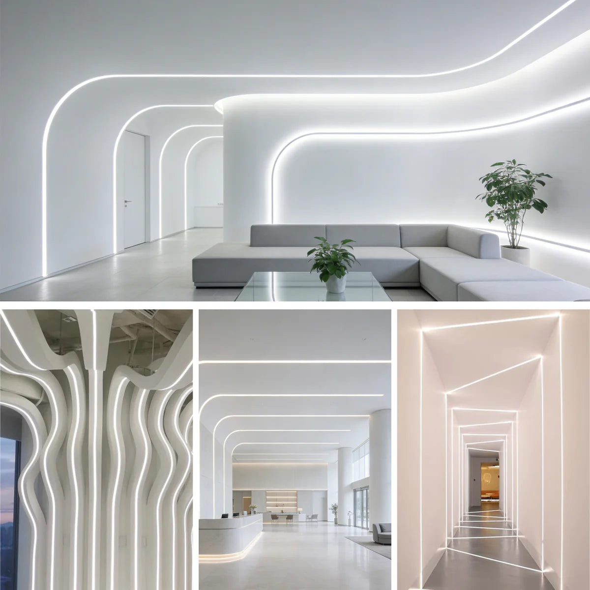 LQ Series S2020-B Quick Install LED Neon Profile | Double-Chamber Diffuser With-Edge Structure | 20×20mm Top Emitting flexible led neon profile | Max Strip Width ≤16mm | Commercial Storefront Lighting | 5M/500M