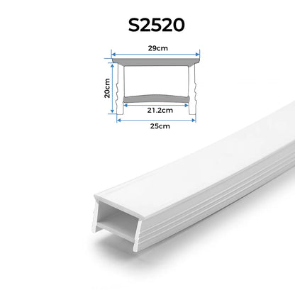 LQ Series S2520 Quick Install LED Neon Profile | Top-Emitting Cover | 25×20mm Top Emitting led neon extrusion profile | Max Strip Width ≤20mm | Cabinet Bar Lighting | 5M/500M