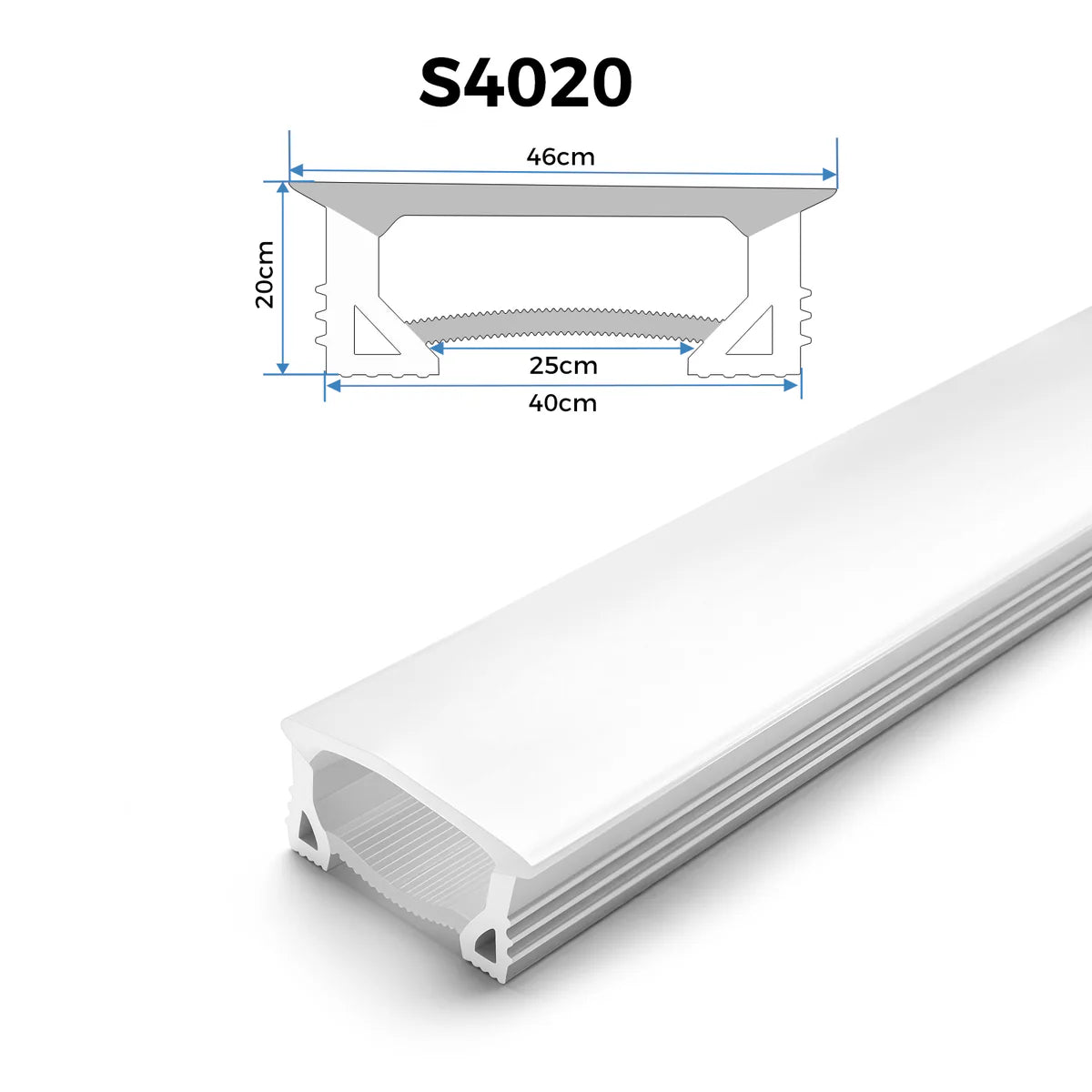 LQ Series S4020 Quick Install LED Neon Profile | Reinforced Side Support Structure | 40×20mm Top Emitting silicone neon profile | Max Strip Width ≤25mm | LED Signage Neon Signs Lighting | 5M/500M